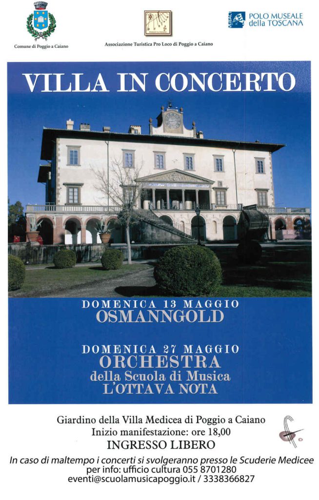 Locandina ufficiale concerto Villa in Concerto 2018. Villa medicea di Poggio a Caiano